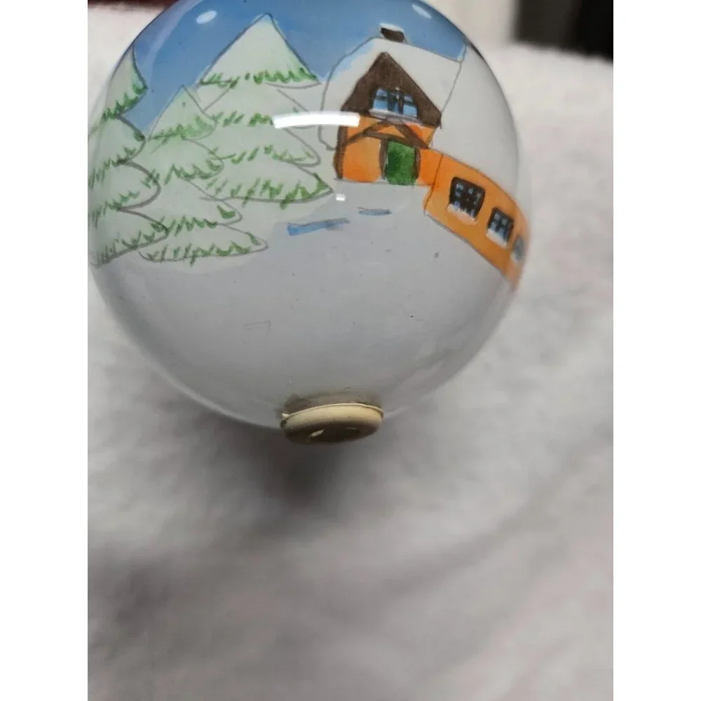 Li Bien Christmas Ornament with Snowman & Village Scene Hand‎ Painted Pier1